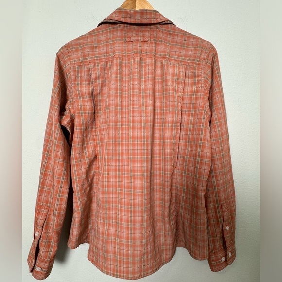 Duluth Trading Sidewinder Plaid Button Up Shirt Orange Roll Tab Outdoor Small - Picture 2 of 9